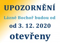 Lázně budou od 3.12. otevřeny